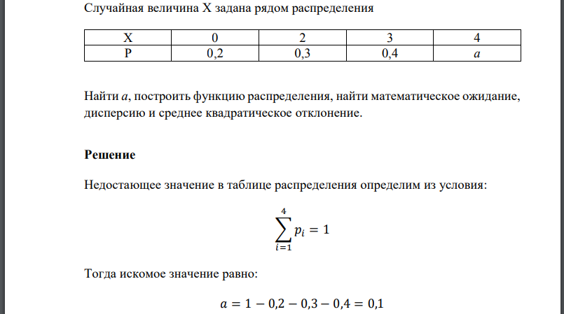 Случайная величина Х задана рядом распределения Найти построить функцию распределения, найти математическое ожидание