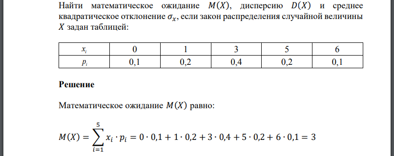 Найти математическое ожидание дисперсию и среднее квадратическое отклонение если закон распределения случайной