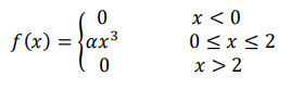 Плотность распределения вероятностей непрерывной случайной величины задана формулой: 𝑓(𝑥) = { 0 𝑥 < 0 𝛼𝑥 3 0 ≤ 𝑥 ≤ 2 0 𝑥 > 2 Найти