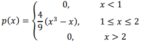 Найти 𝑀(𝑋), 𝐷(𝑋), 𝑃 (𝑋 > 3 2 ). 𝑝(𝑥) = { 0, 𝑥 < 1 4 9 (𝑥 3 − 𝑥), 1 ≤ 𝑥 ≤ 2 0, 𝑥 > 2