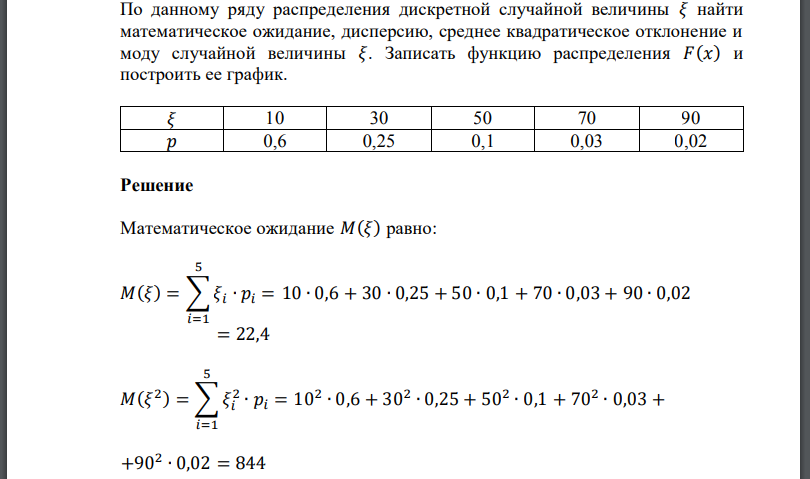 Математическое ожидание дискретного распределения