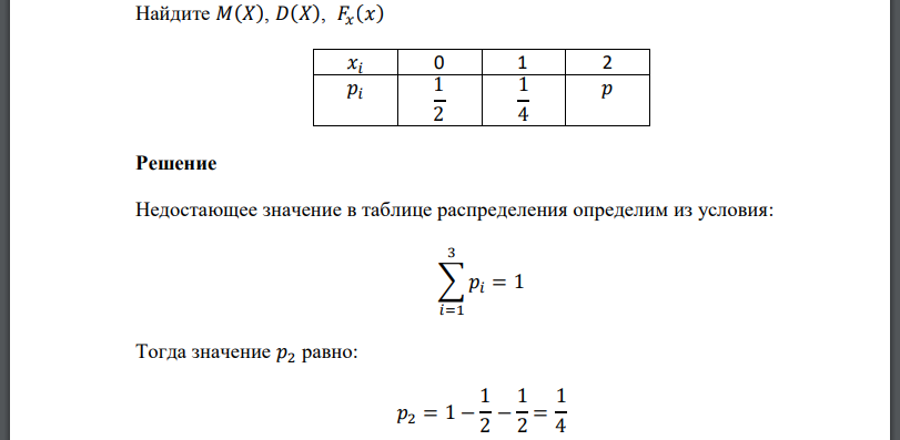 Найдите М(Х), D(X), Fx(x)