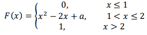 Случайная величина 𝑋 задана функцией распределения 𝐹(𝑥) = { 0, 𝑥 ≤ 1 𝑥 2 − 2𝑥 + 𝑎, 1 < 𝑥 ≤ 2 1, 𝑥 > 2 Найти: 1) плотность распределения вероятностей 𝑓(𝑥) и построить ее график