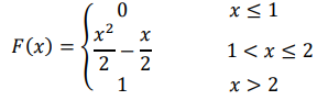 Случайная величина 𝑋 задана функцией распределения: 𝐹(𝑥) = { 0 𝑥 ≤ 1 𝑥 2 2 − 𝑥 2 1 < 𝑥 ≤ 2 1 𝑥 > 2 а) Найдите плотность распределения и постройте ее график