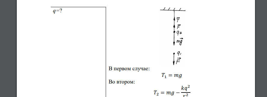 На шелковой нити подвешен маленький шарик массой 0,1 г, несущий на себе заряд q. Если на расстоянии