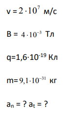 Электрон влетает в однородное магнитное поле перпендикулярно силовым линиям. Скорость электрона v = м/с, индукция