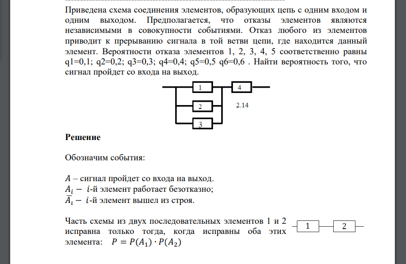 Предполагается, что отказы элементов являются независимыми в совокупности