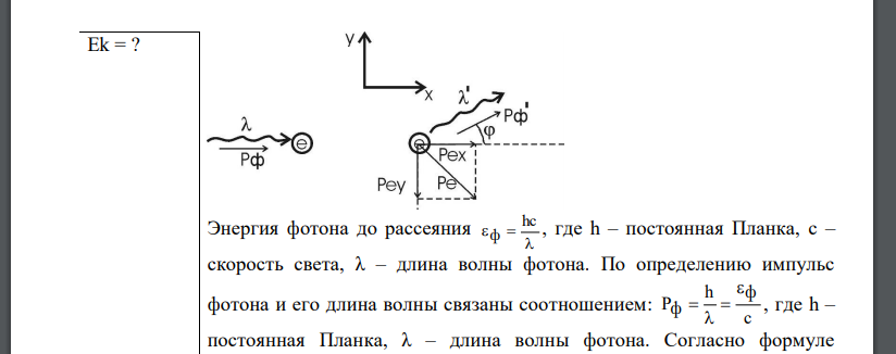 Фотон с энергией εф = 0,51 МэВ был рассеян при эффекте Комптона на свободном электроне на угол φ = 180º. Определить кинетическую энергию
