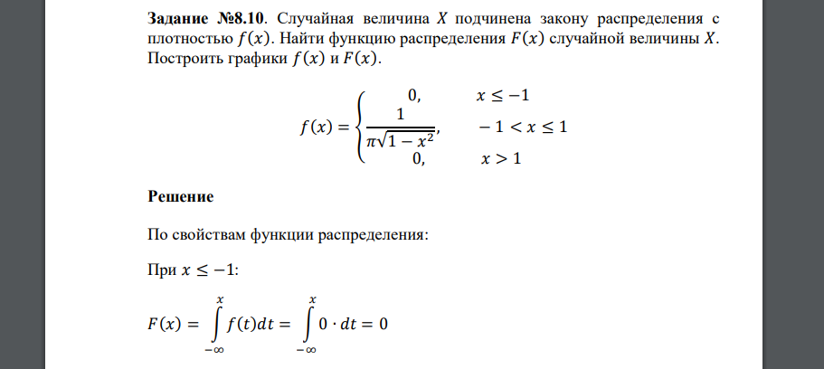 Случайная величина 𝑋 подчинена закону распределения с плотностью 𝑓(𝑥). Найти функцию распределения 𝐹(𝑥) случайной величины