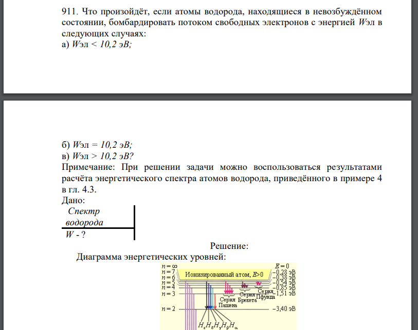 Что произойдёт, если атомы водорода, находящиеся в невозбуждённом состоянии, бомбардировать потоком