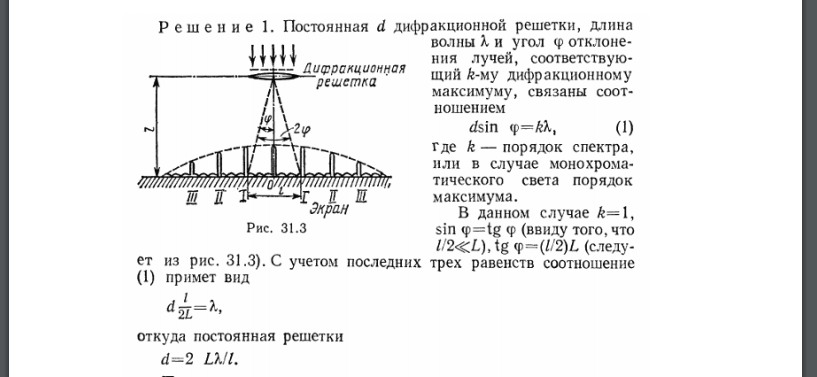 На дифракционную решетку нормально к ее поверхности падает параллельный пучок света с длиной волны