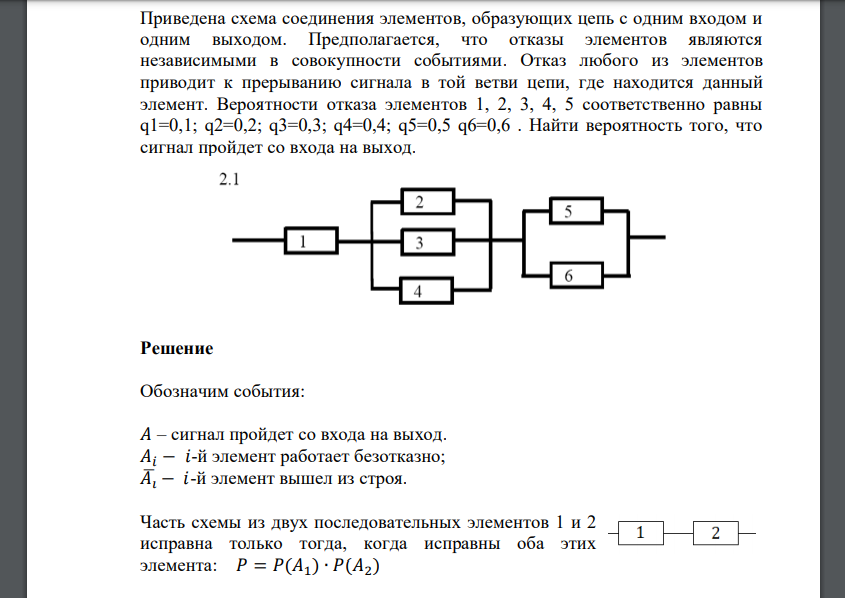 Предполагается, что отказы элементов являются независимыми в совокупности событиями