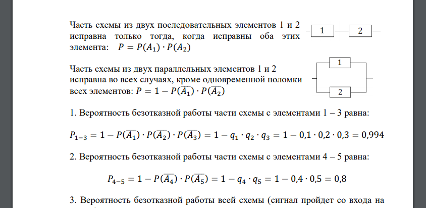 Вероятности отказа элементов 1, 2, 3, 4, 5 соответственно равны q1=0,1; q2=0,2; q3=0,3; q4=0,4; q5=0,5 q6=0,6 . Найти вероятность того, что сигнал пройдет со входа на выход