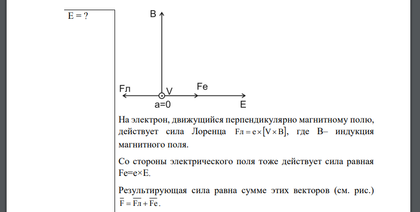 Электрон, пройдя ускоряющую разность потенциалов U=1,6 кВ, попал в скрещенные под прямым углом однородные