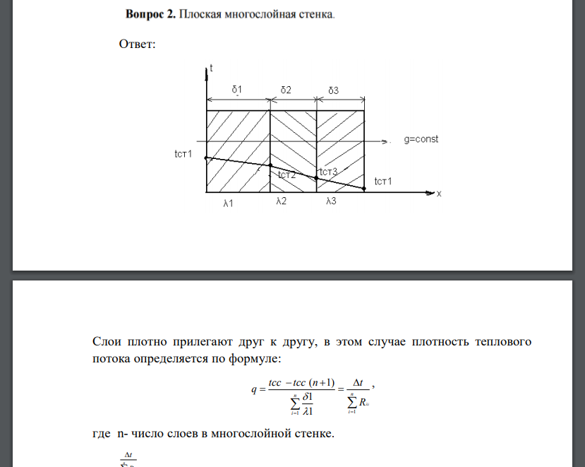 Плоская многослойная стенка