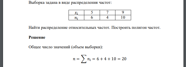 Выборка задана в виде распределения частот: Найти распределение относительных частот