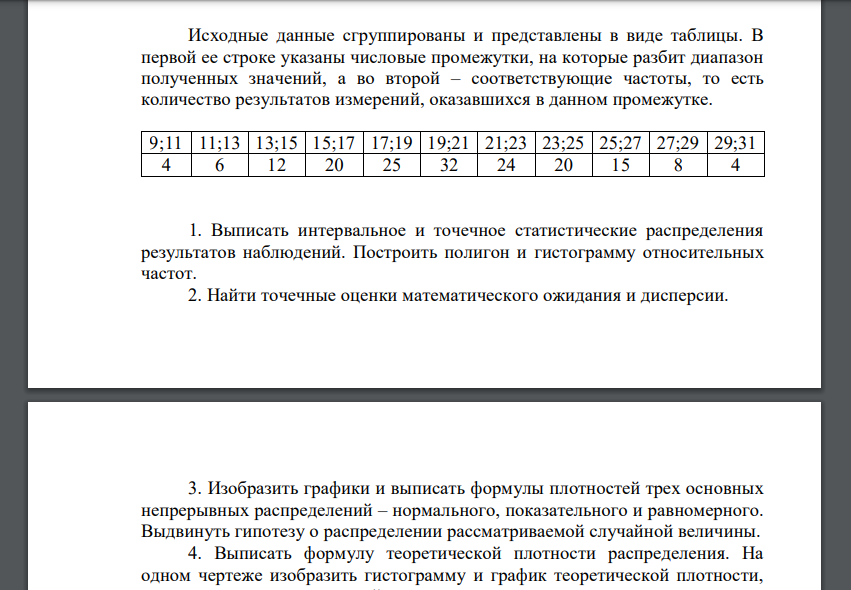 Исходные данные сгруппированы и представлены в виде таблицы. В первой ее строке указаны числовые промежутки, на которые