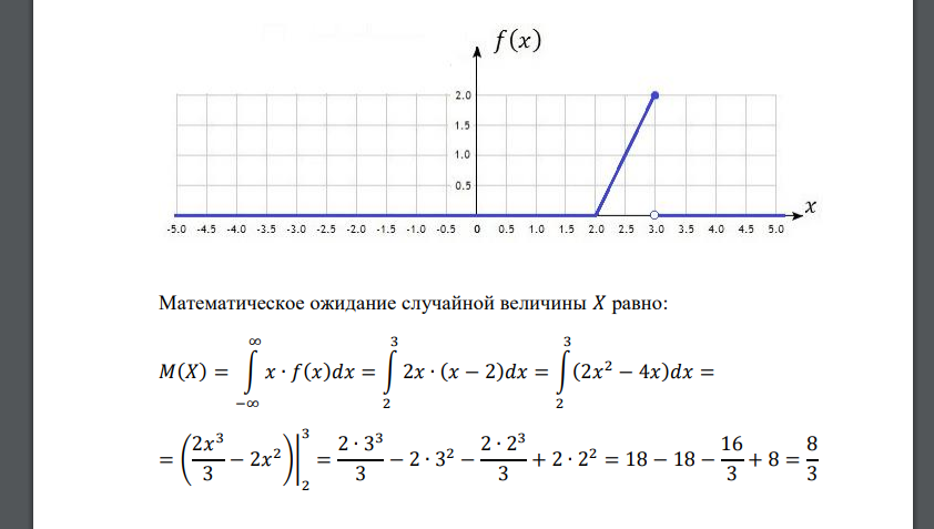 Случайная величина задана функцией распределения 𝐹(𝑥) = { 0 при 𝑥 < 2 𝑎(𝑥 − 2) 2 при 2 ≤ 𝑥 ≤ 3 1 при 𝑥 > 3 Найти значение коэффициента