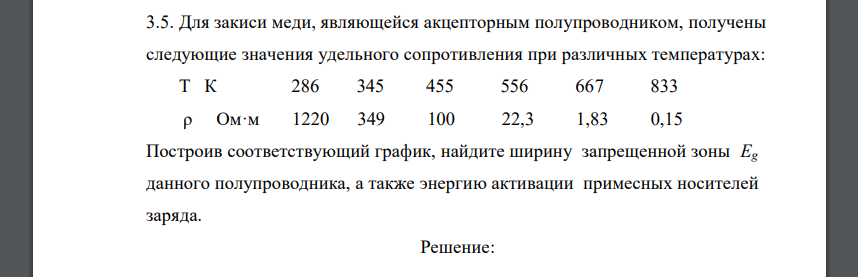 Для закиси меди, являющейся акцепторным полупроводником, получены следующие значения удельного