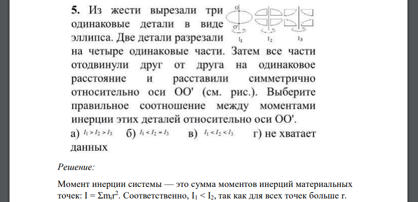 Из жести вырезали три одинаковые детали в виде эллипса. Две детали разрезали на четыре одинаковые части. Затем все части отодвинули друг