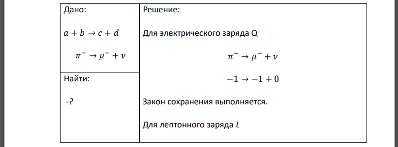 По какой причине запрещена реакция? В таблице 2 приведены значения электрического лептонного и барионного B зарядов и странности некоторых