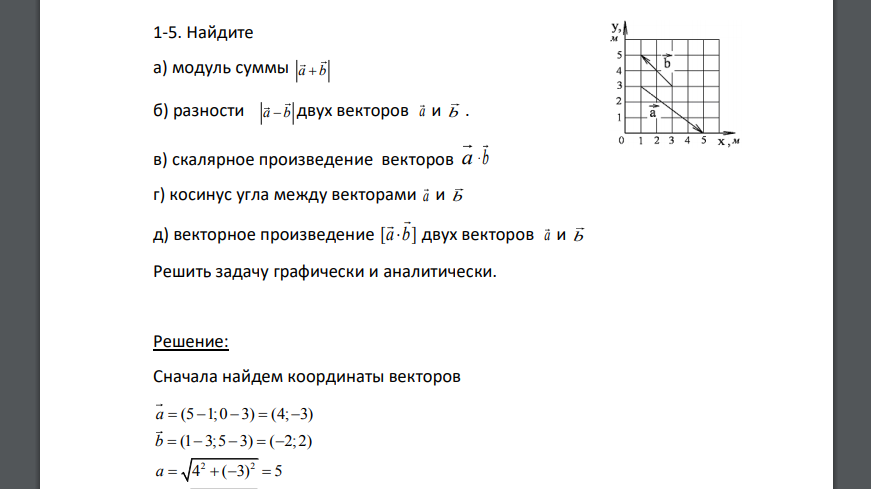 Найдите а) модуль суммы a b  б) разности a b  двух векторов a и b . в) скалярное произведение векторов a .b г) косинус угла между