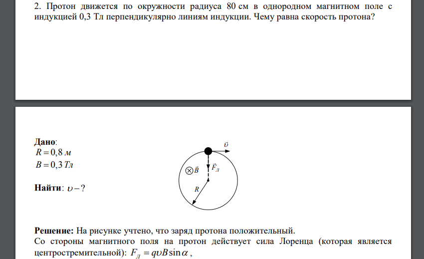 Какая сила действует на протон движущийся как показано на рисунке 4 со стороны магнитного