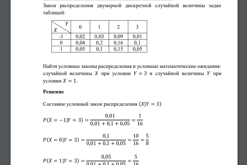 Закон распределения двумерной дискретной случайной величины задан таблицей: 𝑌 𝑋 0 1 2 3