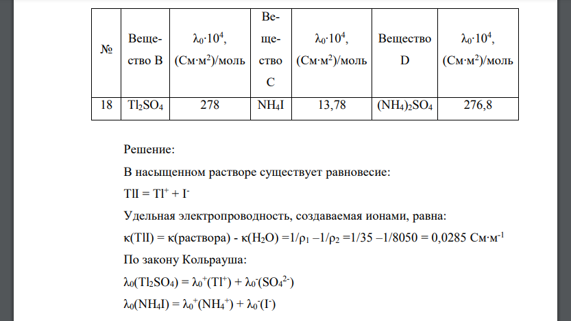 Рассчитайте растворимость соли А в воде и ее произведение растворимости по значениям удельного сопротивления