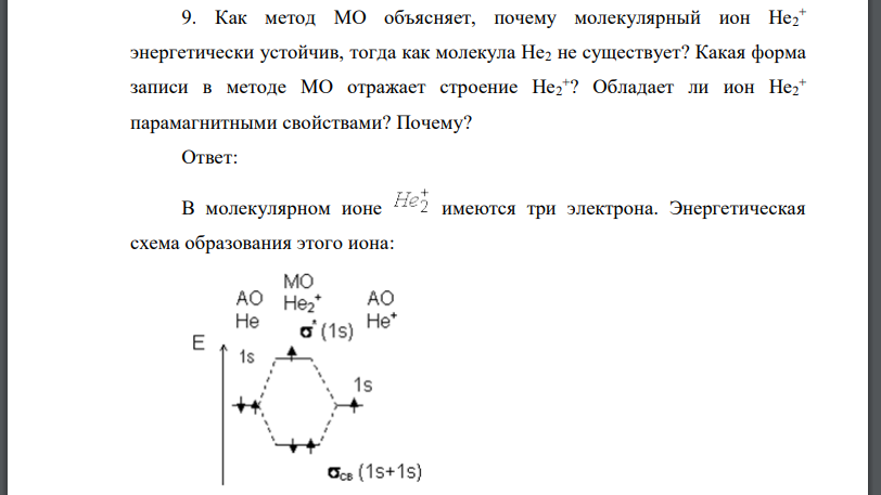 Как метод  объясняет, почему молекулярный ион энергетически устойчив, тогда как молекула не существует?