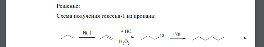 Представьте схему, позволяющую получить гексен-1 из пропана. Назовите все органические промежуточные продукты. Используйте любые из перечисленных