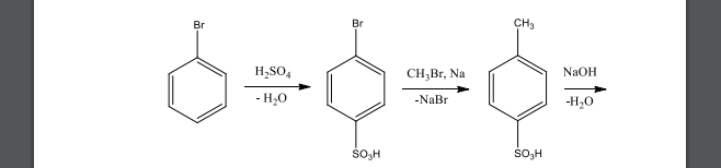 Получите п-метилфенол из арилгалогенида, соответствующей сульфокислоты и приведите для него реакции: а) бромирования; б) алкилирования