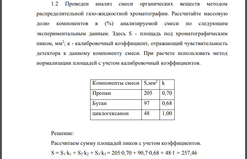 Проведен анализ смеси органических веществ методом распределительной газо-жидкостной хроматографии.