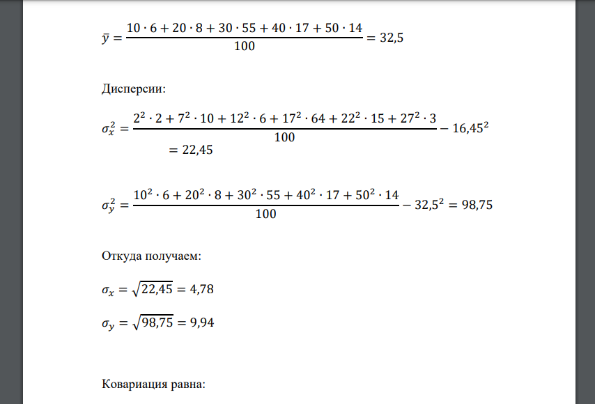 Найти выборочное уравнение прямой 𝑦̅𝑥 − 𝑦̅ = 𝑟в 𝜎𝑦 𝜎𝑥 (𝑥 − 𝑥̅) регрессии 𝑌 на 𝑋 по данной корреляционной таблице. 𝑌 𝑋 𝑛𝑦