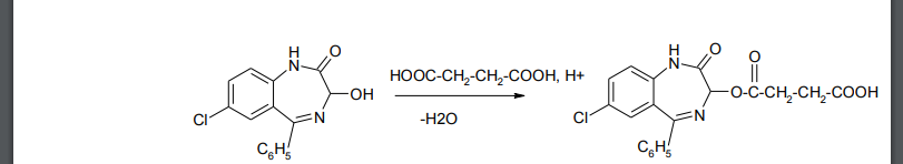 Напишите схему реакции получения натриевой соли неполного эфира янтарной кислоты и оксазепама, оцените изменение свойств пролекарства