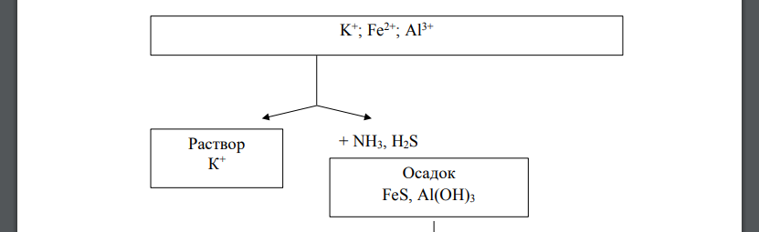 Составить схему разделения и обнаружения смеси катионов. NH4 + ; K + ; Fe2+; Al 3+ .