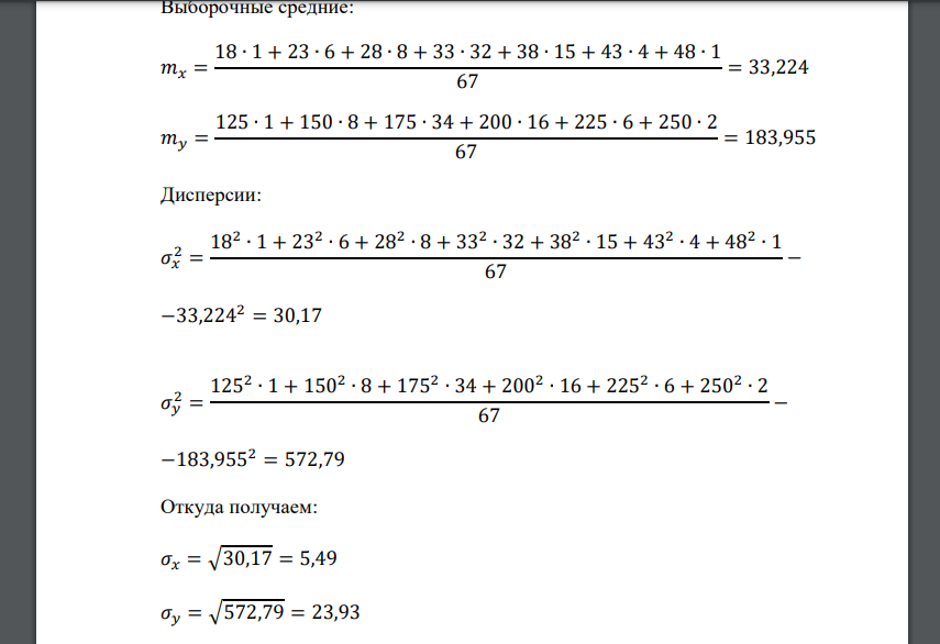 Оценить числовые характеристики 𝑚𝑥, 𝑚𝑦, 𝜎𝑥, 𝜎𝑦 и 𝑟𝑥𝑦 двумерной случайной величины по выборке: 𝑌 𝑋 18 23