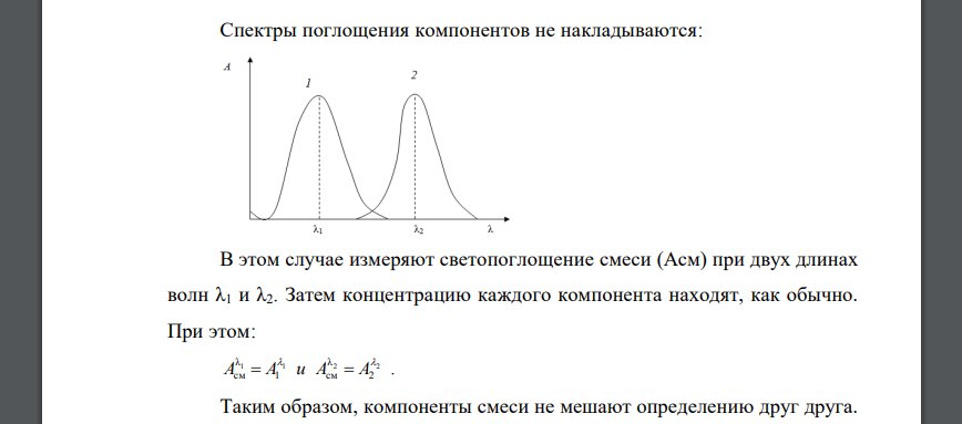 На чём основано фотометрическое определение смеси двух окрашенных веществ без их предварительного разделения