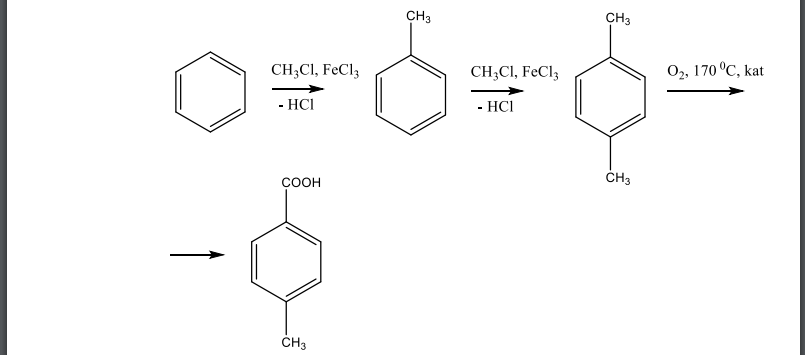Получите из бензола толуиловую кислоту. Как эта кислота взаимодействует с концентрированной азотной кислотой (1 моль), метиловым спиртом