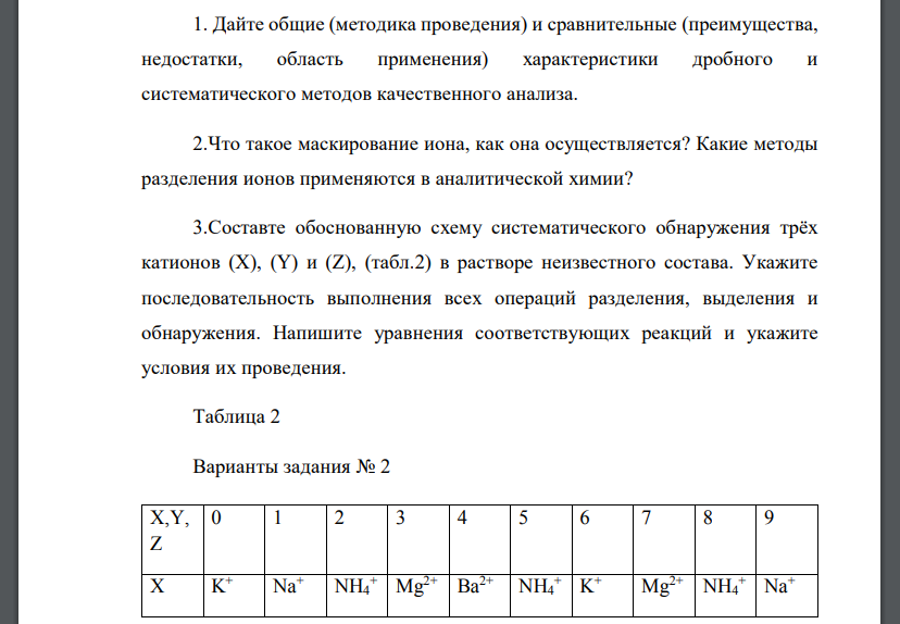 Дайте общие (методика проведения) и сравнительные (преимущества, недостатки, область применения) характеристики дробного и систематического методов качественного анализа