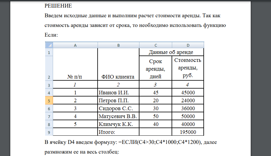 Стоимость аренды для каждого клиента рассчитывается с учетом следующих тарифов: до 30 дней аренды