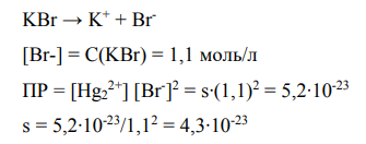 Как изменится содержание ионов металла в водоеме, если в него добавить хорошо растворимую соль «D» KBr (табл. 6.6) при концентрации ее СD = 1,1 моль/л
