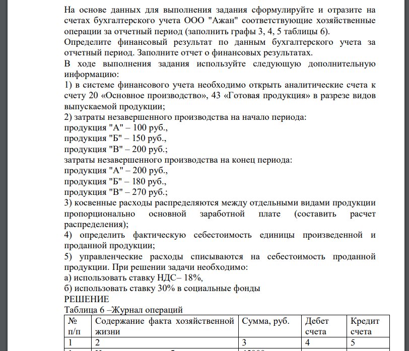 На основе данных для выполнения задания сформулируйте и отразите на счетах бухгалтерского учета ООО 