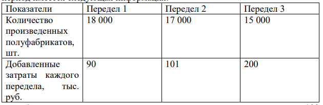 По предприятию, охватывающему три передела, за отчетный период имеется следующая информация: