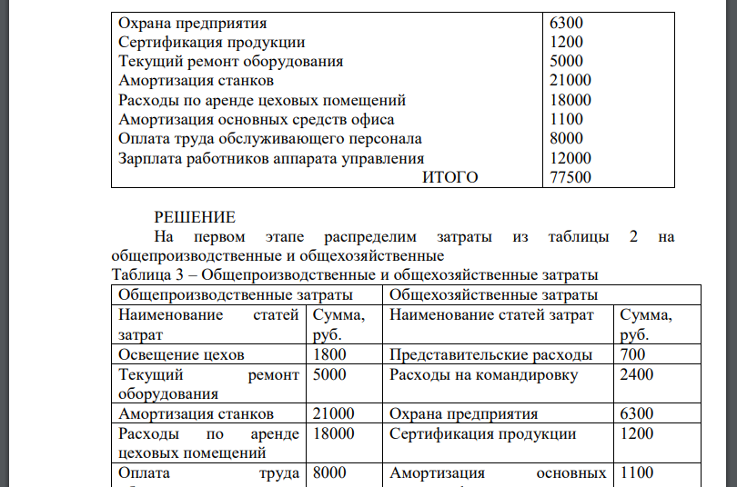 Необходимо распределить: общепроизводственные расходы между видами продукции, база распределения – сумма прямых