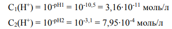 В усреднитель поступает 11 м3 /ч сточной воды с pH = 10,5. В него же подают второй поток сточной воды с расходом 5 м3 /ч с pH = 3,1. Рассчитайте pH среды усредненного стока