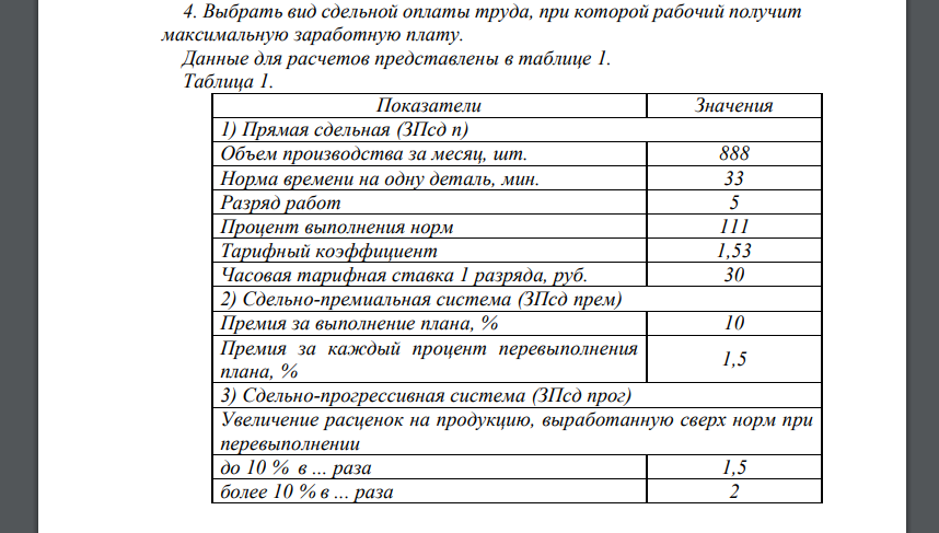 Сдельная форма оплаты труда, при которой заработная плата работника рассчитывается исходя из заранее установленного