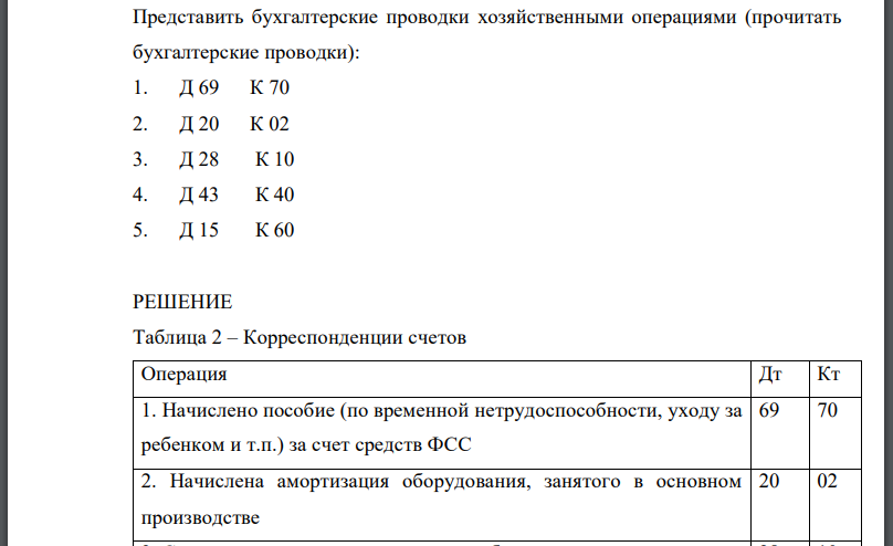 Представить бухгалтерские проводки хозяйственными операциями (прочитать бухгалтерские проводки):