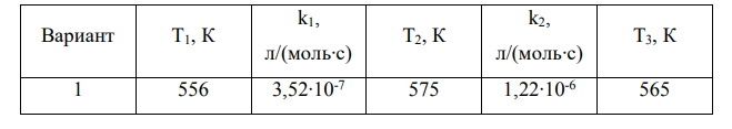 По значения констант скоростей реакции 2HI → H2 + I2 при двух температурах определите