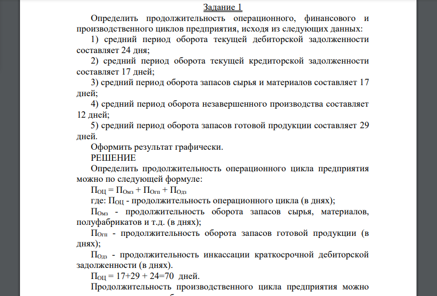 Определить продолжительность операционного, финансового и производственного циклов предприятия